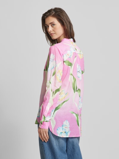 0039 Italy Blouseshirt met bloemenmotief, model 'Janice' Roze - 5