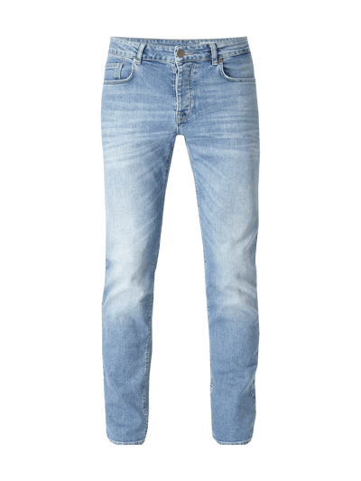 REVIEW Stone Washed Slim Fit 5-Pocket-Jeans Hellblau 2