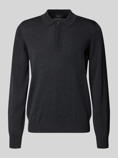 MAERZ Muenchen Strickpullover aus Schurwolle mit Polokragen Anthrazit 1