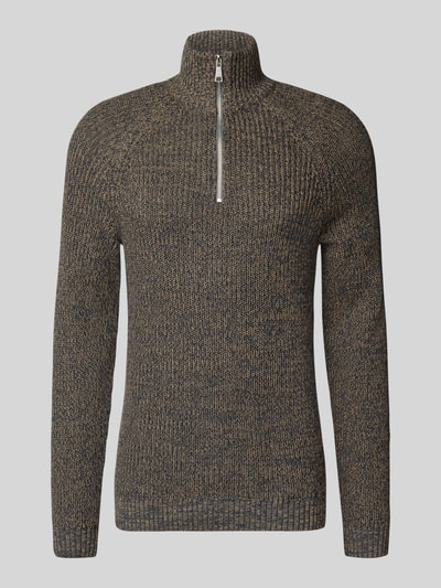 Blend Slim fit gebreide pullover met ritssluiting, model 'Darik' Antraciet - 2