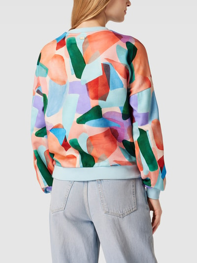 POM Amsterdam Sweatshirt met all-over motief, model 'Elements' Groen - 5