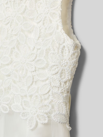 Weise Regular fit jurk met gebloemd kant Ecru - 2