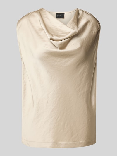 s.Oliver BLACK LABEL Loose Fit Satinbluse aus Viskose-Mix Sand 2