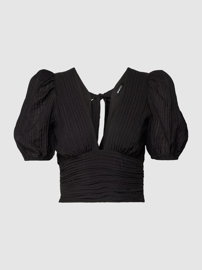 Gina Tricot Crop Top mit Ballonärmeln Modell 'Gith' Black 2