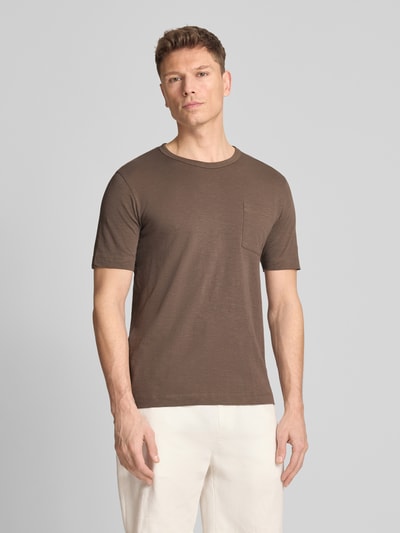 Marc O'Polo Regular Fit T-Shirt aus reiner Baumwolle Dunkelbraun 4