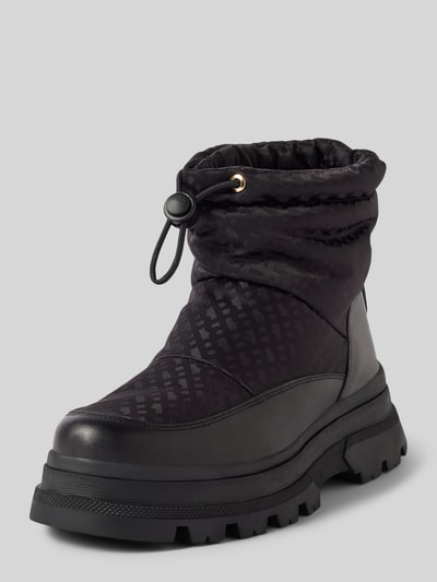 BOSS Snowboots van leer met tunnelkoord, model 'Foster' Zwart - 1