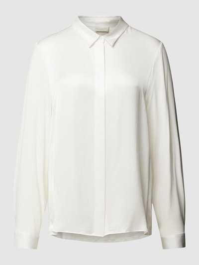 Milano Italy Overhemdblouse van een mix van viscose en elastaan met blinde knoopsluiting Offwhite - 2