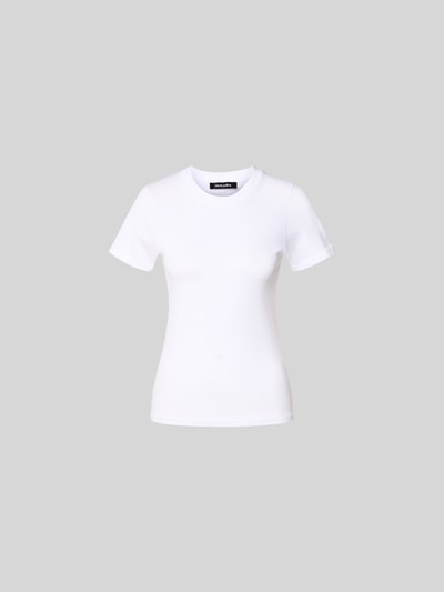 Produktfoto, Slim Fit T-Shirt mit Rundhalsausschnitt von black palms, Damen T-Shirt aus reiner Baumwolle, Logo-Detail, kurzärmelig, weiß