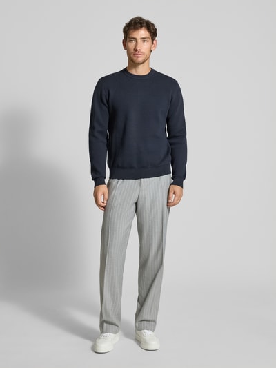 Casual Friday Gebreide pullover met ronde hals, model 'THEO' Donkerblauw - 1