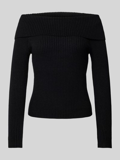 Only Sweter z dzianiny o kroju slim fit z odkrytymi ramionami model ‘KATIA’ Czarny 2