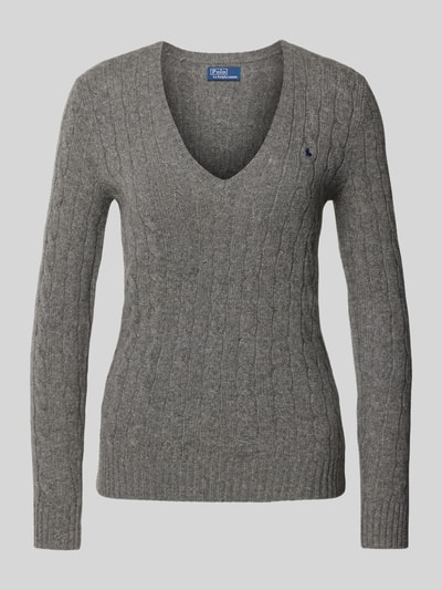 Polo Ralph Lauren Strickpullover aus Wolle-Kaschmir-Mix mit Zopfmuster Mittelgrau 2