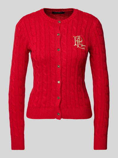 Lauren Ralph Lauren Strickcardigan mit Zopfmuster Modell 'RALHAN' Rot 1