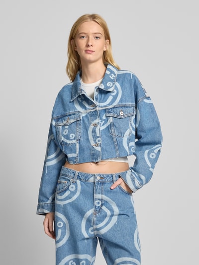 Hugo Blue Cropped Jeansjacke mit Brustpattentaschen Modell 'Lou' Jeansblau 4