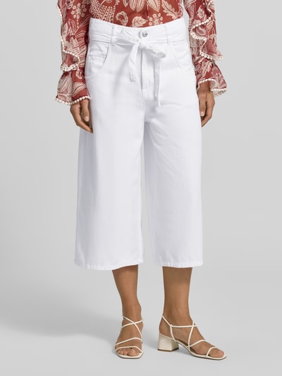 Oui Culotte in 5-pocket-design met bindriem Wit - 4