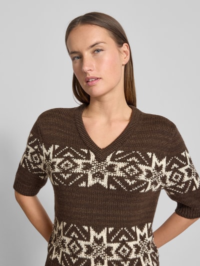 Polo Ralph Lauren Sweter z dzianiny z prążkowanymi wykończeniami Ciemnobrązowy melanż 3