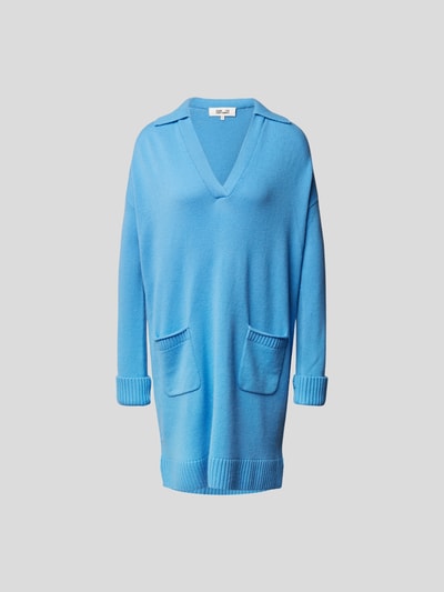 Diane von Furstenberg Knielanges Strickkleid mit V-Ausschnitt Jeansblau Melange 2