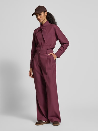 JAKE*S STUDIO WOMAN Stoffen broek van een mix van lyocell en katoen met wijde pijpen Bordeaux - 1