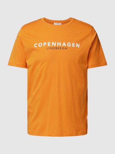 Lindbergh T-Shirt mit Label-Print Modell 'Copenhagen' Dunkelorange 2