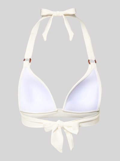 Produktfoto, Bikini-Oberteil mit Label-Detail Modell 'MAHO' von Banana Moon, weiß, Material-Mix mit Stretch-Anteil, Neckholder, Schnürverschluss