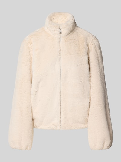 Produktfoto, Jacke aus Kunstfell von MORE in Creme, lockere Passform, Stehkragen, Reißverschluss, weiche, flauschige Textur