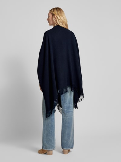 MaxMara Leisure Poncho van wolmix met labelstitching, model 'MARTORA' Marineblauw - 5