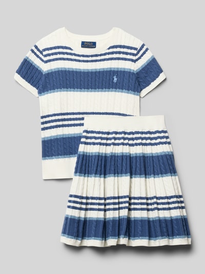 Polo Ralph Lauren Kids Regular Fit Set aus Strickpullover und Rock aus reiner Baumwolle Offwhite 1