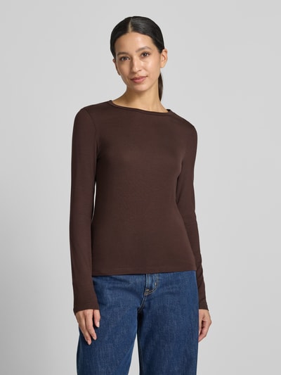 VERO MODA Slim Fit Langarmshirt aus Lyocell-Mix Modell 'ADA' Schoko 4