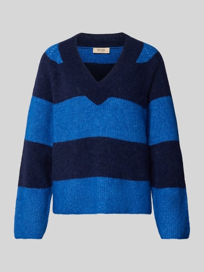 MOS MOSH Sweter z dzianiny z mieszanki wełny ze wzorem w paski model ‘Taci’ Królewski niebieski 2