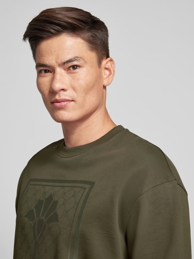 JOOP! Collection Sweatshirt met logoprint, model 'Cruz' Metallic groen - 3