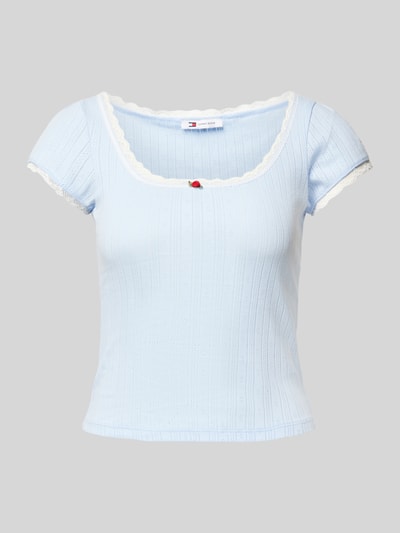 Tommy Jeans T-Shirt in Strick-Optik Modell 'POINTELLE' Hellblau 1