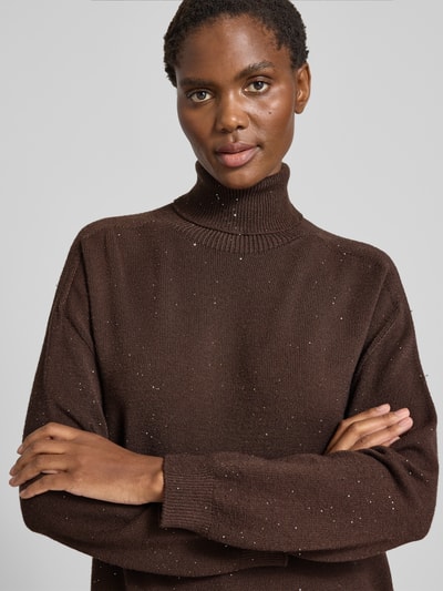 Liu Jo White Strickpullover mit Rollkragen Schoko 3