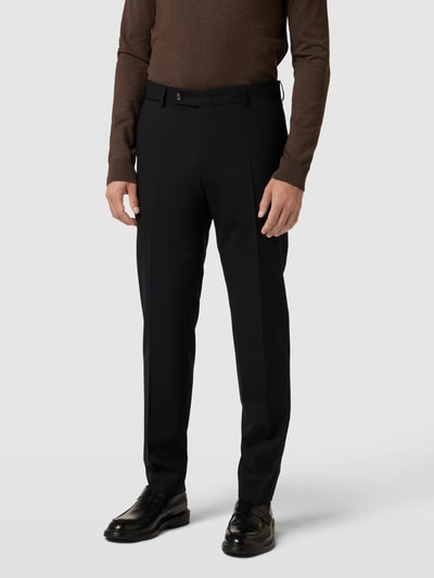 Windsor Pantalon met persplooien, model 'Bene' Zwart - 4