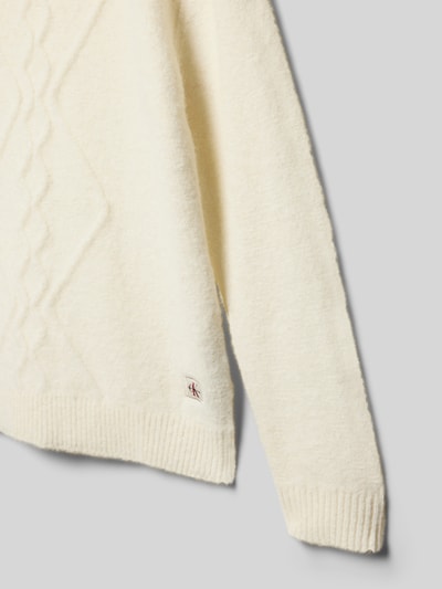 Calvin Klein Jeans Regular fit pullover met alpaca, model 'Fluffy' Zand - 2