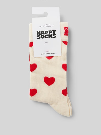 Happy Socks Sokken met motiefprint, model 'Heart' Offwhite - 3