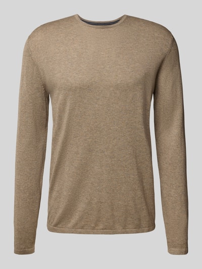 Christian Berg Men Regular fit pullover van puur katoen in gebreide look Taupe gemêleerd - 2
