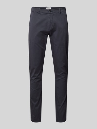 Lindbergh Slim fit chino met achterzakken Marineblauw - 2