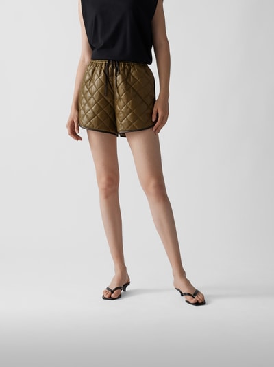 Self-Portrait Shorts mit Stepp-Optik Khaki 4