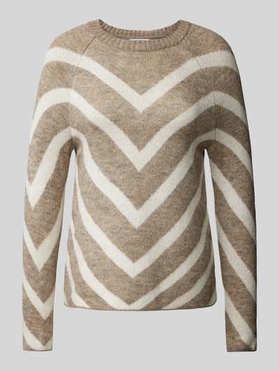 Only Gebreide pullover met ronde hals, model 'ELIZA' Taupe gemêleerd - 2