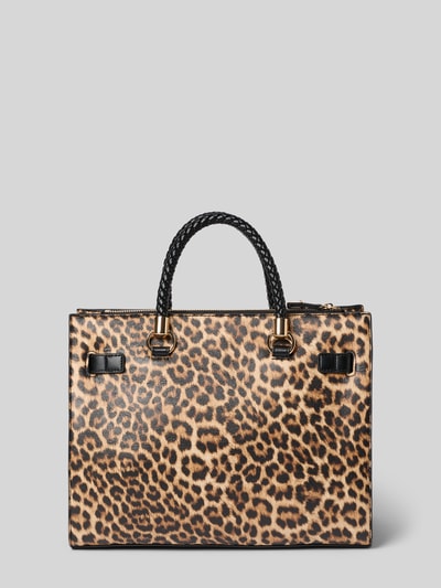 Produktfoto, Tote Bag mit Allover-Animal-Print von Liu Jo White mit Flecht-Henkeln, Magnetverschluss, Logo, Reißverschlussfach, beige-schwarz