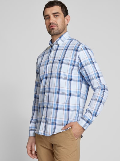 Fynch-Hatton Slim Fit Freizeithemd mit Tartan-Karo Rauchblau Melange 3