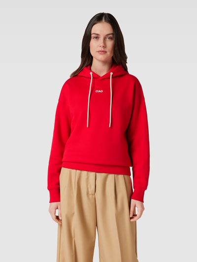 Jake*s Casual Bluza z kapturem z nadrukiem ze sloganem Czerwony 4