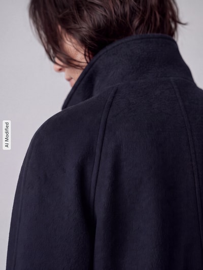 Jake*s Casual Overhemdjack met hoge opstaande kraag Donkerblauw - 3