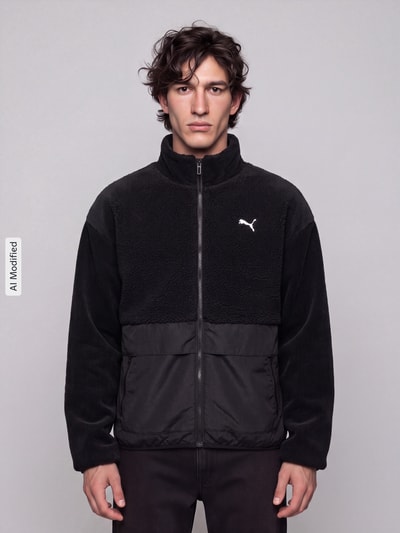 PUMA Performance Relaxed Fit Teddyjacke mit Stehkragen Black 4