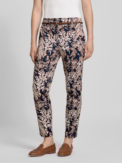 Christian Berg Woman Spodnie materiałowe o kroju slim fit z paskiem Ciemnoniebieski 4