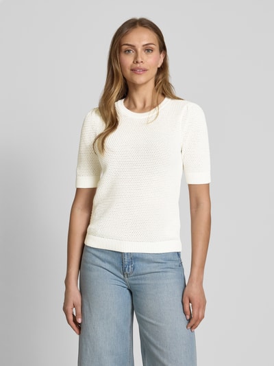 Vila Strickpullover mit gerippten Abschlüssen Modell 'DALO' Offwhite 4