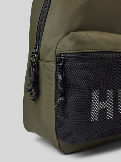 HUGO Rucksack mit Label-Print Modell 'HANS' Oliv 3