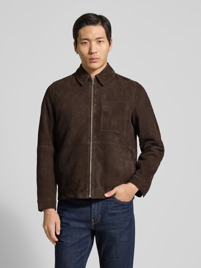DRYKORN Lederjacke mit Reißverschluss Modell 'JERSON' Dunkelbraun 4