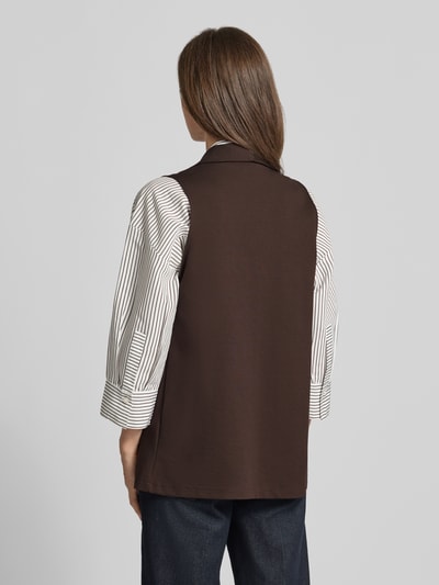 ZABAIONE Bodywarmer van viscosemix met sjaalkraag model 'Am44br' Donkerbruin - 5