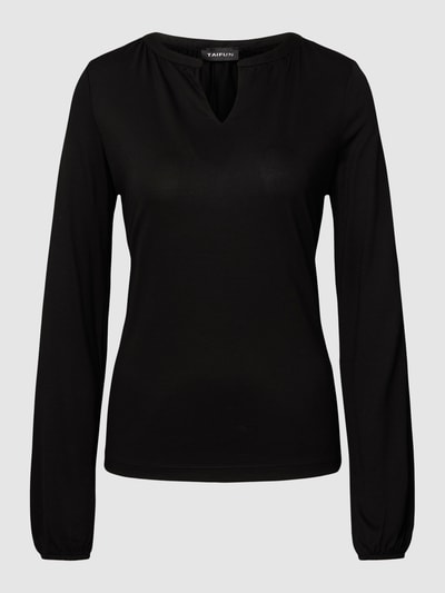 Taifun Longsleeve mit V-Ausschnitt Black 2