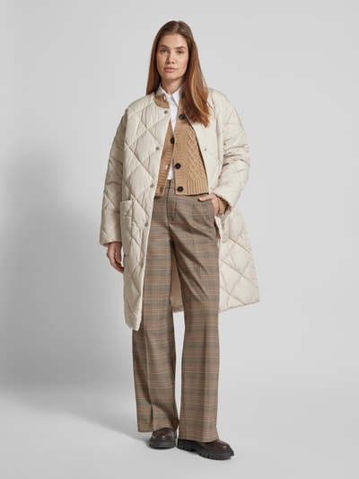 Barbour Gewatteerde lange jas met labelstitching, model 'Brigitte' Offwhite - 1